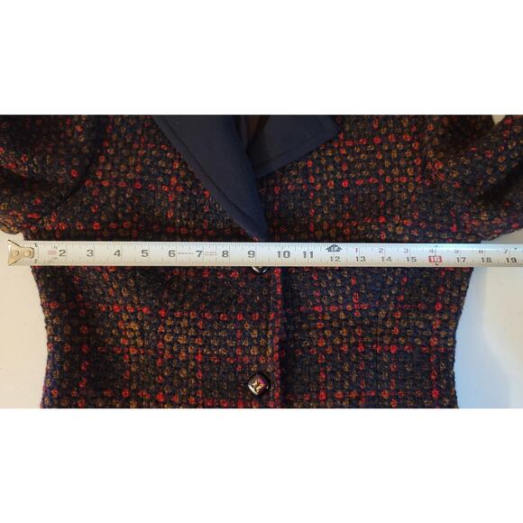 LUCA LUCA Size 44 EUR 100% WOOL Navy Blue Italian Tweed Ladies Blazer Size 8 US - Picture 5 of 11